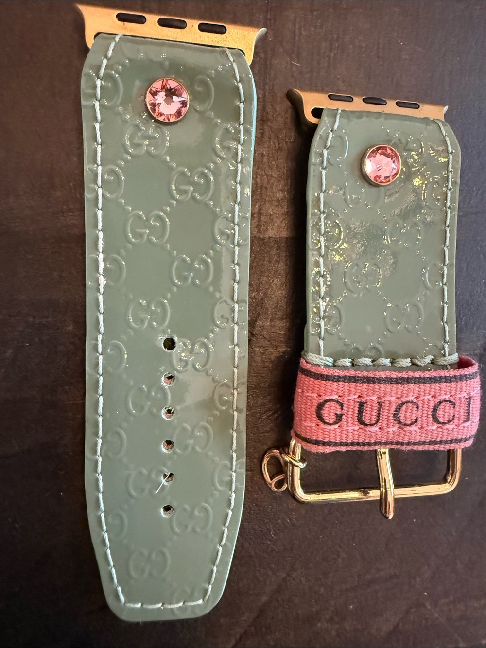 Authentic Upcycled Patent Micro GG watch band with Gucci keeper